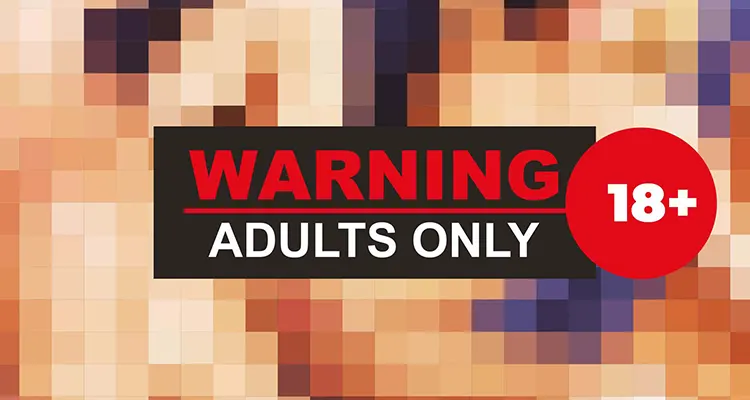 Blurred image with "WARNING ADULTS ONLY +18" text on the front in black border